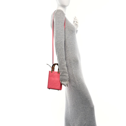 Fendi Vitello Plexiglass FF Embossed Mini Fendi Sunshine Shopper Tote Pink Dalia 2 of 10
