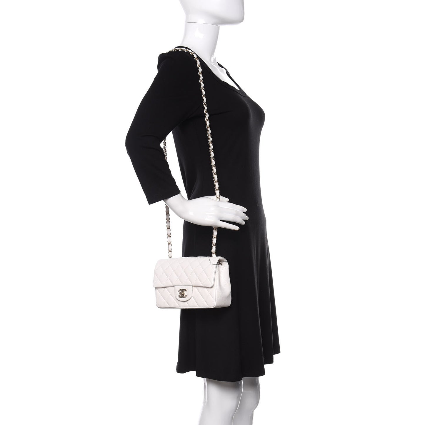 Lambskin Quilted Mini Rectangular Flap White