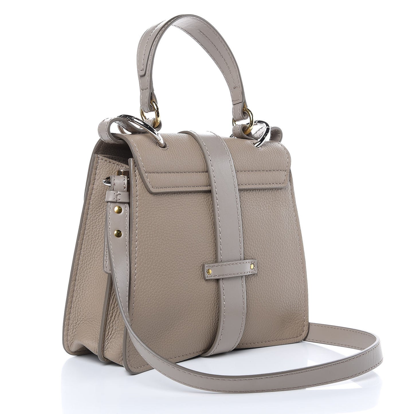 Shiny Grained Calfskin Small Aby Day Shoulder Bag Motty Grey