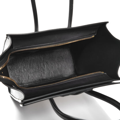 Celine Shrunken Lambskin Micro Bi-Color Luggage Black White 5 of 12