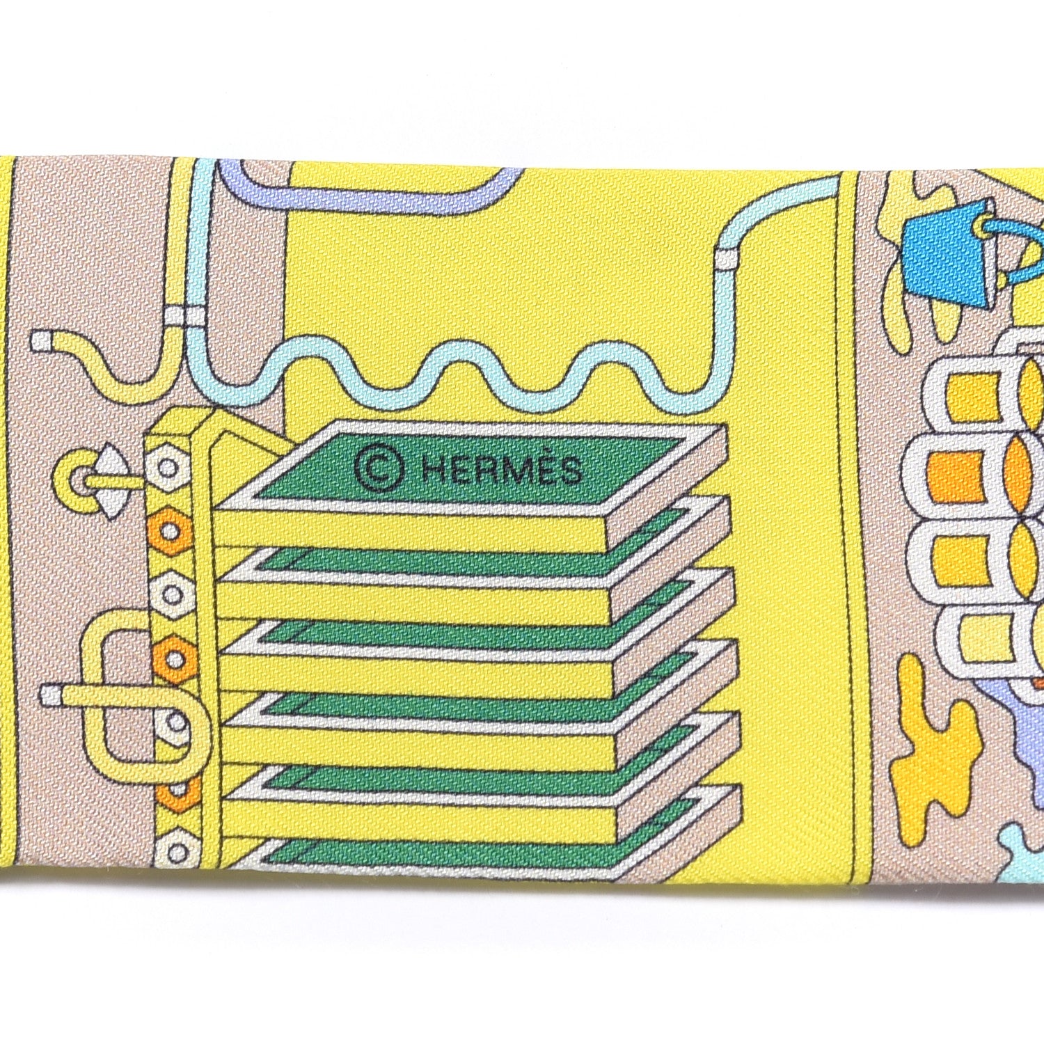 Hermes Silk La Maison des Carres Twilly Jaune Vif Bleu Roy Turquoise 4 of 4