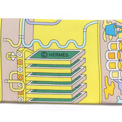 Hermes Silk La Maison des Carres Twilly Jaune Vif Bleu Roy Turquoise 4 of 4