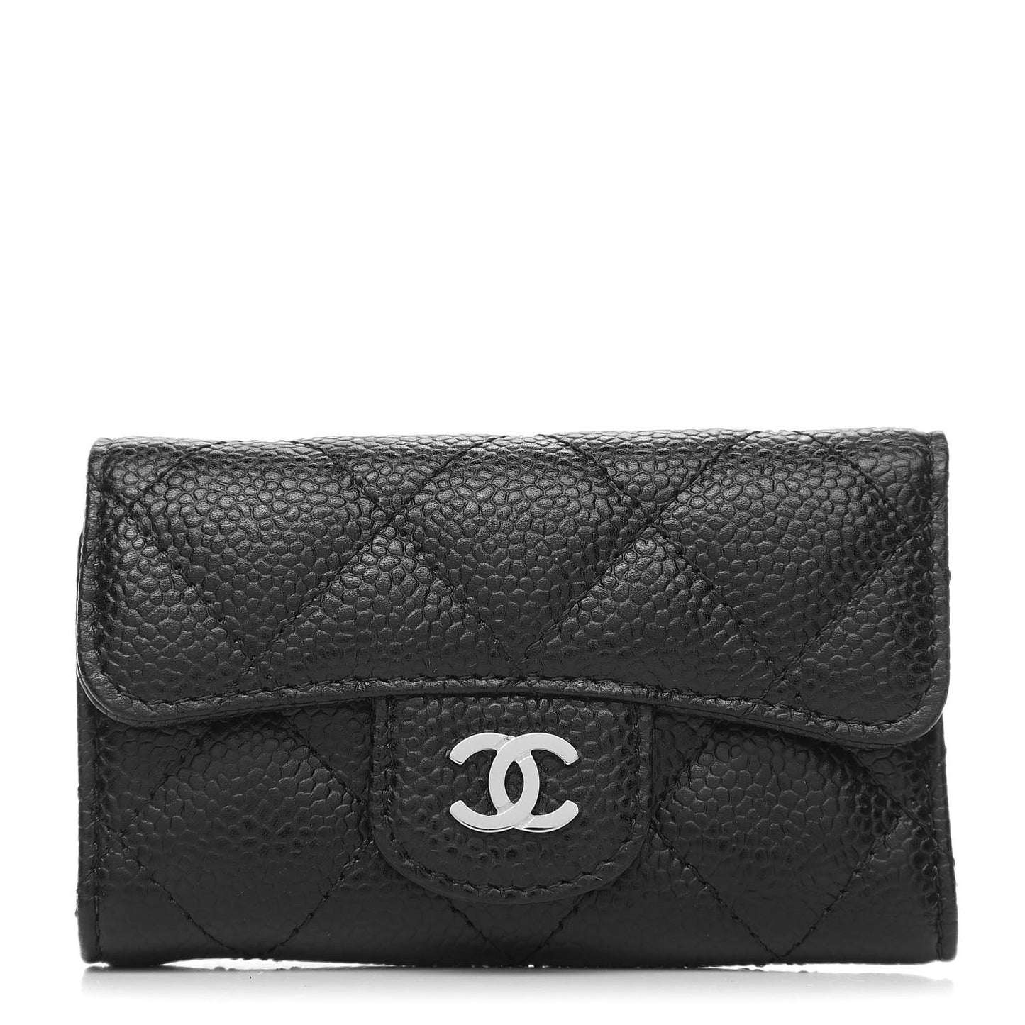 Caviar Quilted 6 Key Holder Black