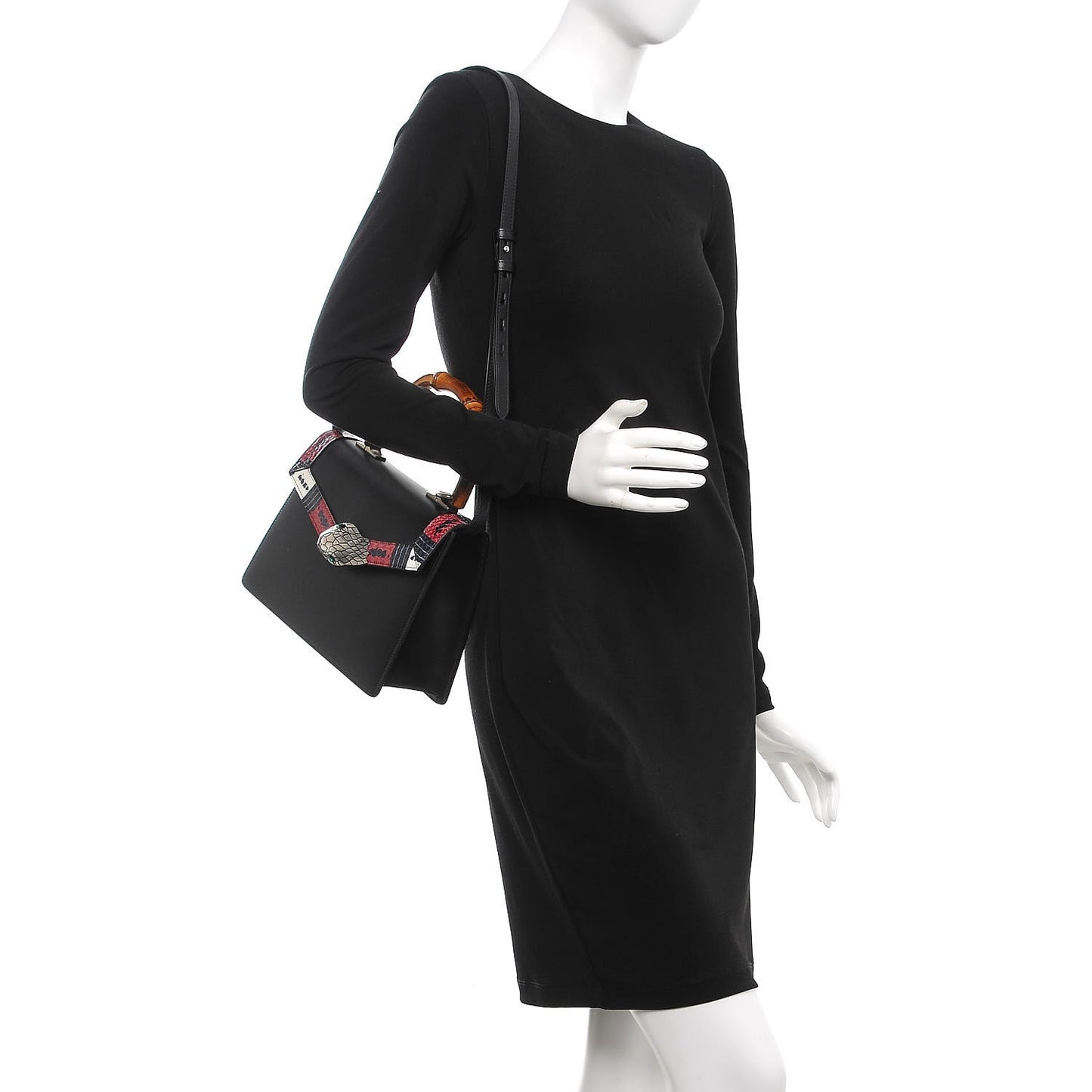 Calfskin Snakeskin Small Lilith Top Handle Bag Black