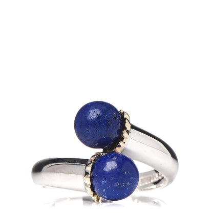 Tiffany Sterling Silver 18K Yellow Gold Lapis Bypass Ring 54 7 1 of 5