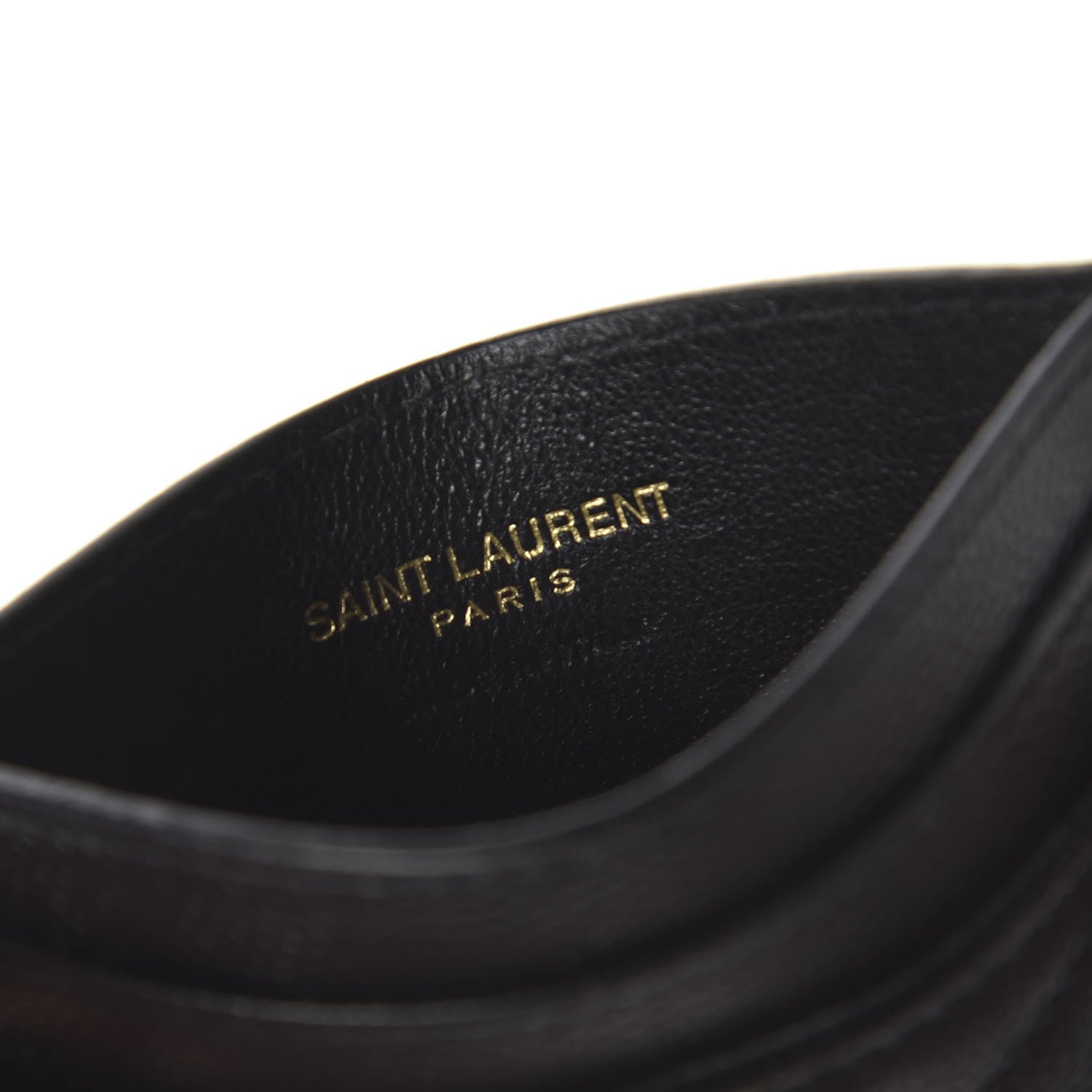 Saint Laurent Grain De Poudre Matelasse Chevron Monogram Credit Card Case Black 6 of 9
