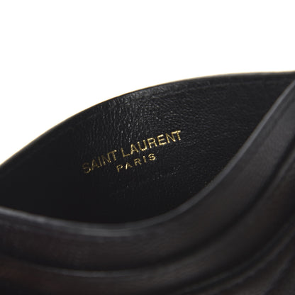 Saint Laurent Grain De Poudre Matelasse Chevron Monogram Credit Card Case Black 6 of 9