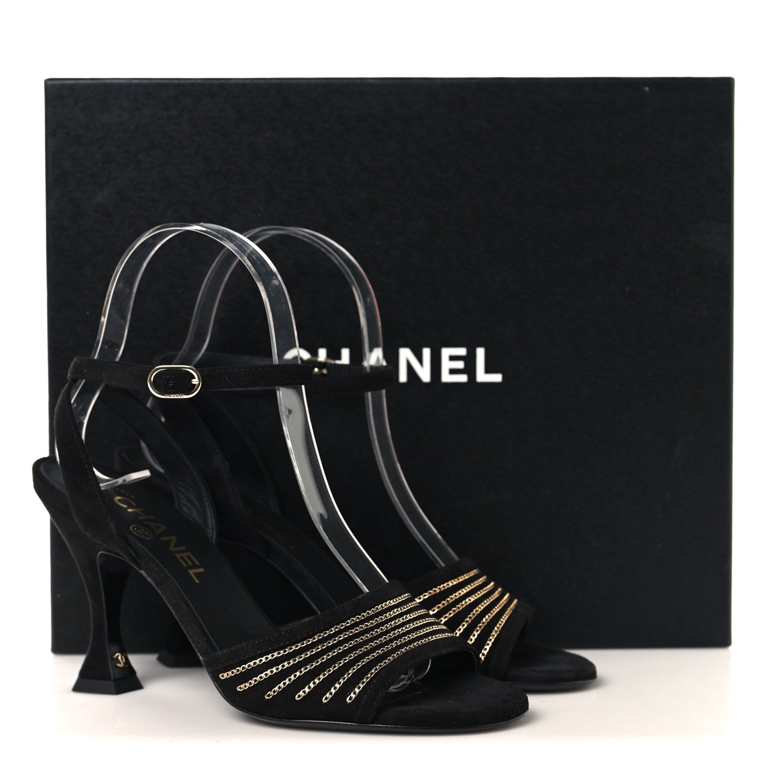 Chanel Suede Kidskin Chain Sandals  36 Black 10 of 10