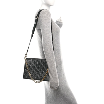 Louis Vuitton Lambskin Embossed Monogram Coussin PM Black 2 of 13