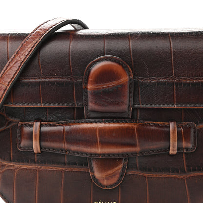 Celine Crocodile Embossed Calfskin Mini Symmetrical Bag Brown 8 of 10