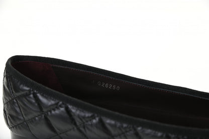 Chanel Aged Calfskin Quilted CC Cap Toe Ballerina Flats 39.5 Black 3 of 13