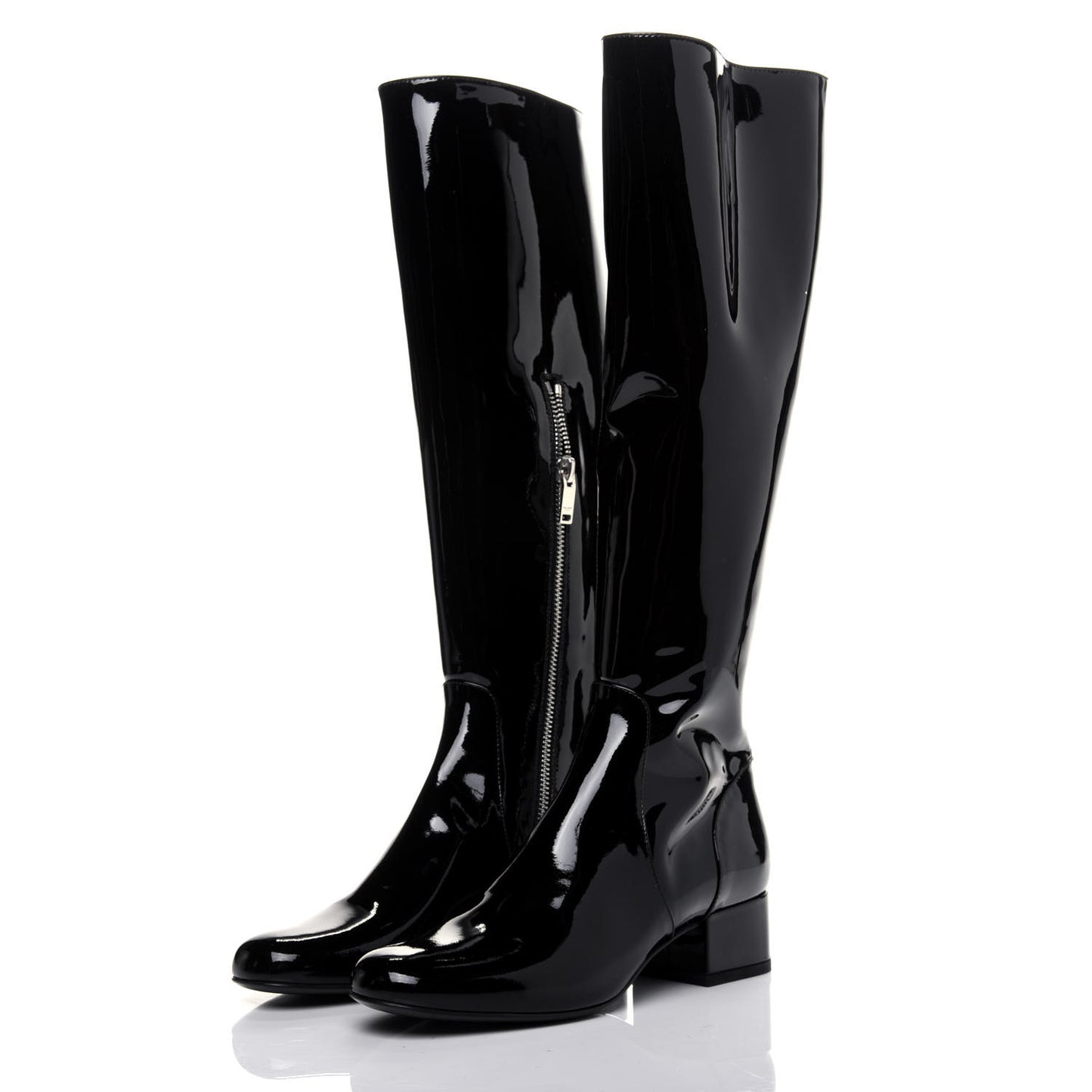 Patent Knee High Boots 34.5 Black