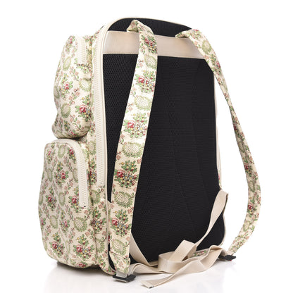 Gucci X MLB Satin Floral Print NY Yankees Patch Backpack Ivory Green 2 of 9