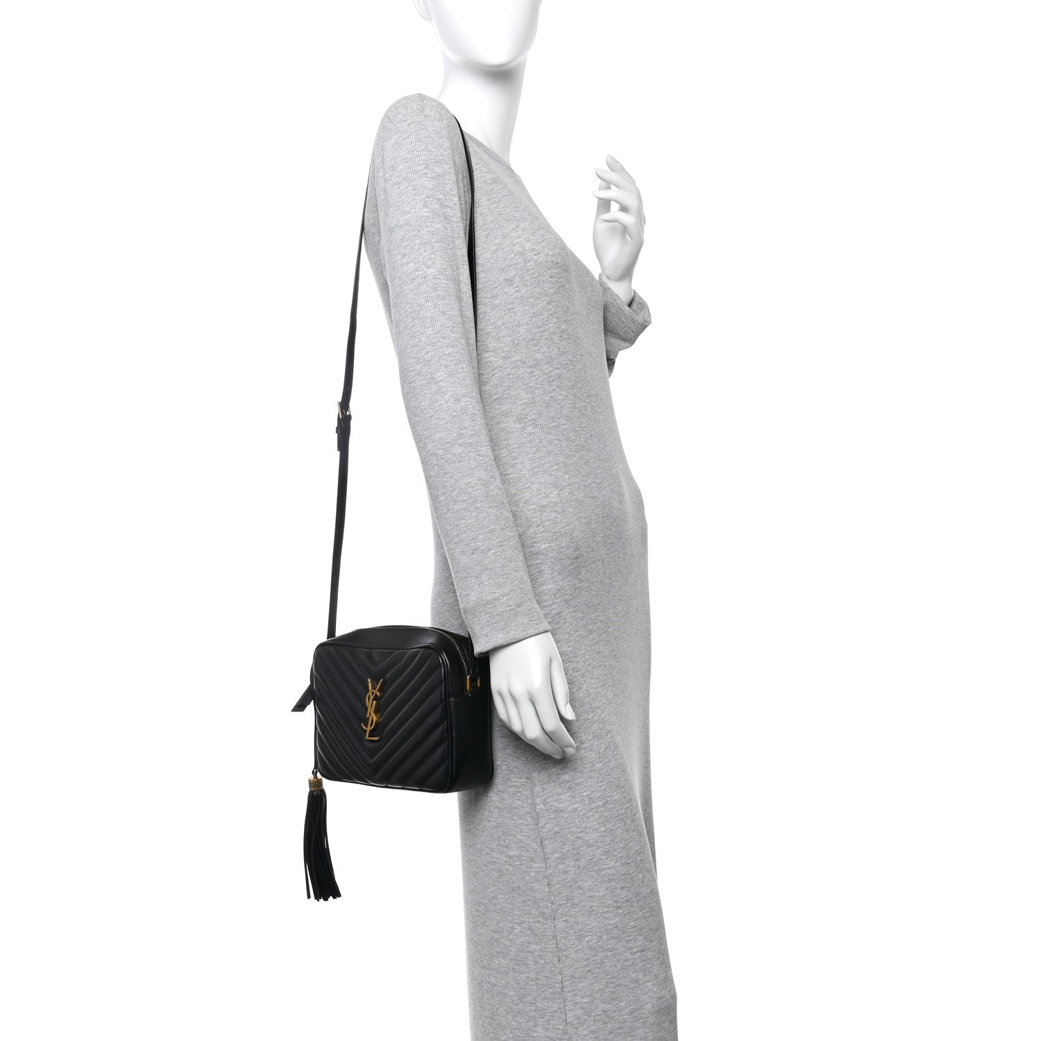 Saint Laurent Calfskin Matelasse Monogram Lou Camera Bag Black 2 of 10