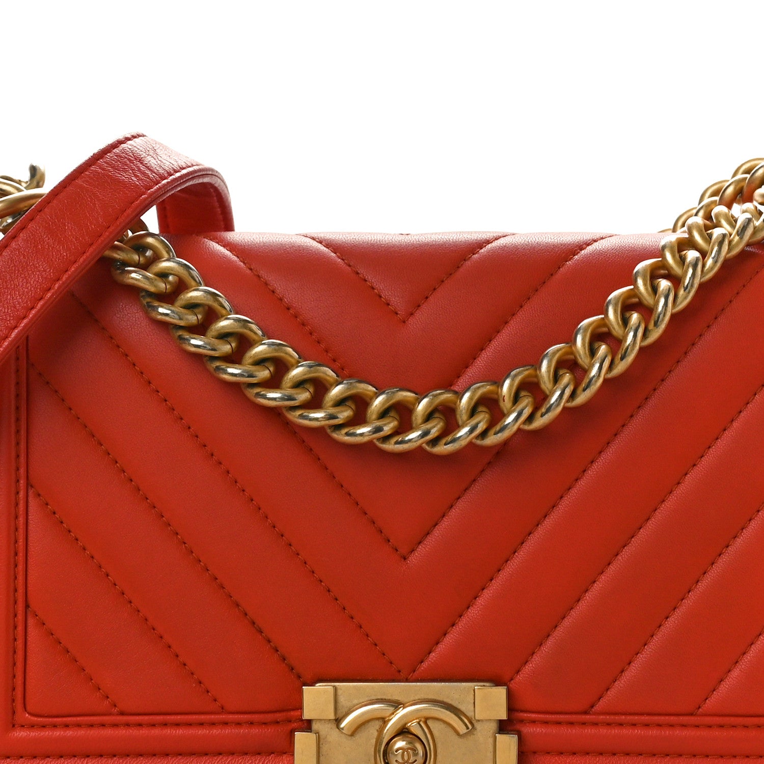 Chanel Calfskin Chevron Quilted Medium Boy Flap Coral 8 of 10