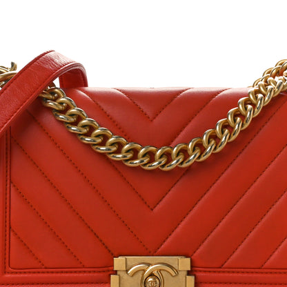 Chanel Calfskin Chevron Quilted Medium Boy Flap Coral 8 of 10