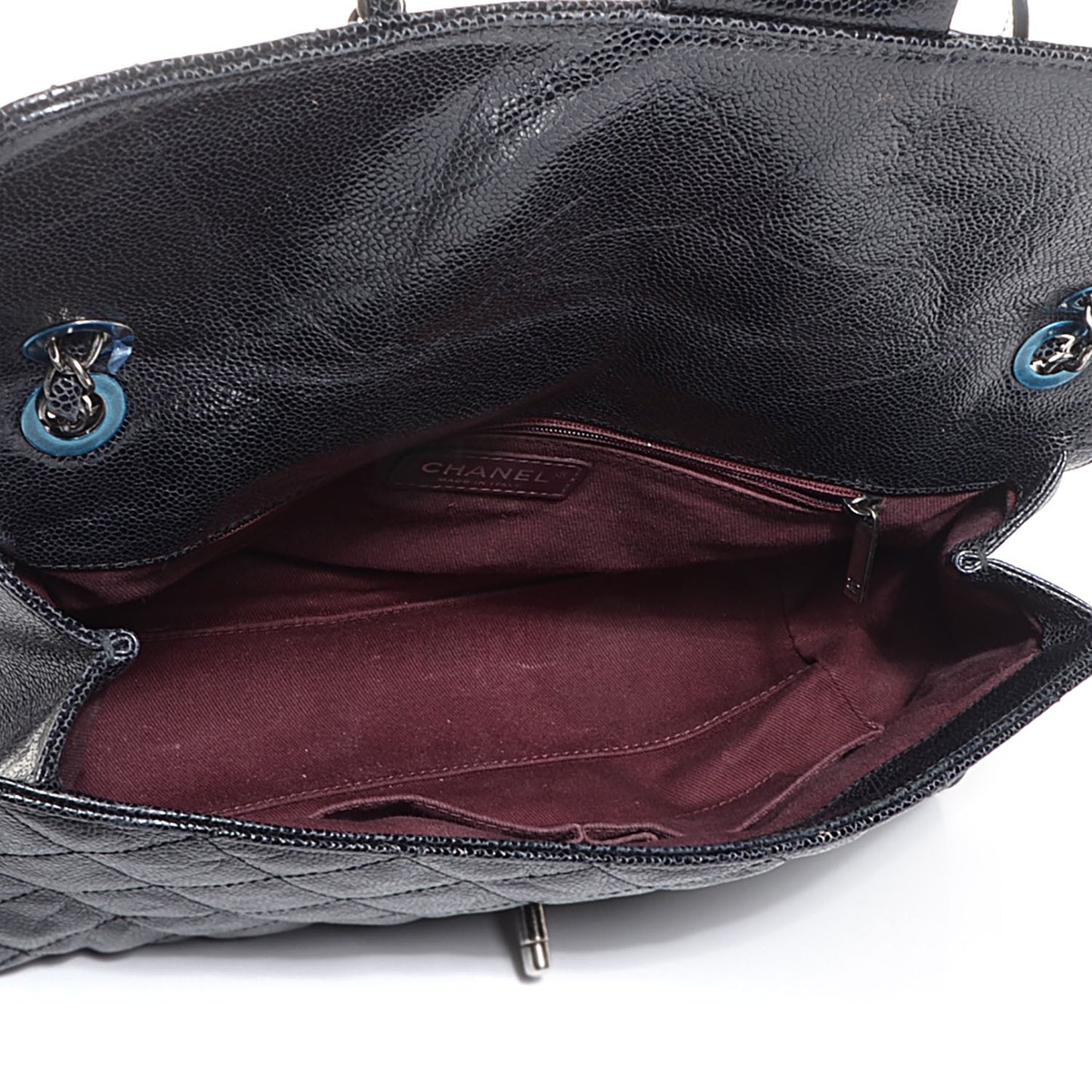 Crumpled Grained Calfskin CC Crave Jumbo Flap Black