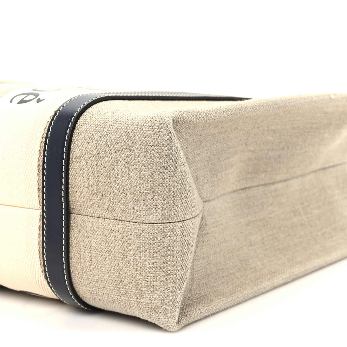 Cotton Calfskin Medium Woody Ribbon Tote White Blue
