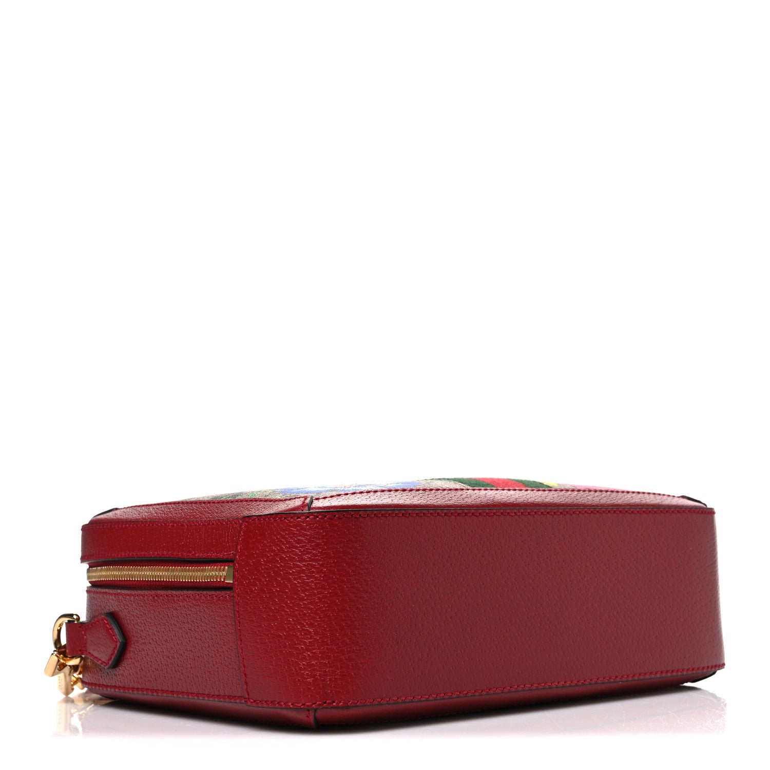 Gucci GG Supreme Monogram Flora Web Small Ophidia Top Handle Shoulder Bag Hibiscus Red 4 of 10