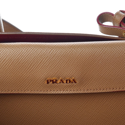 Prada Saffiano Cuir Large Double Bag Caramel Fuoco 6 of 13