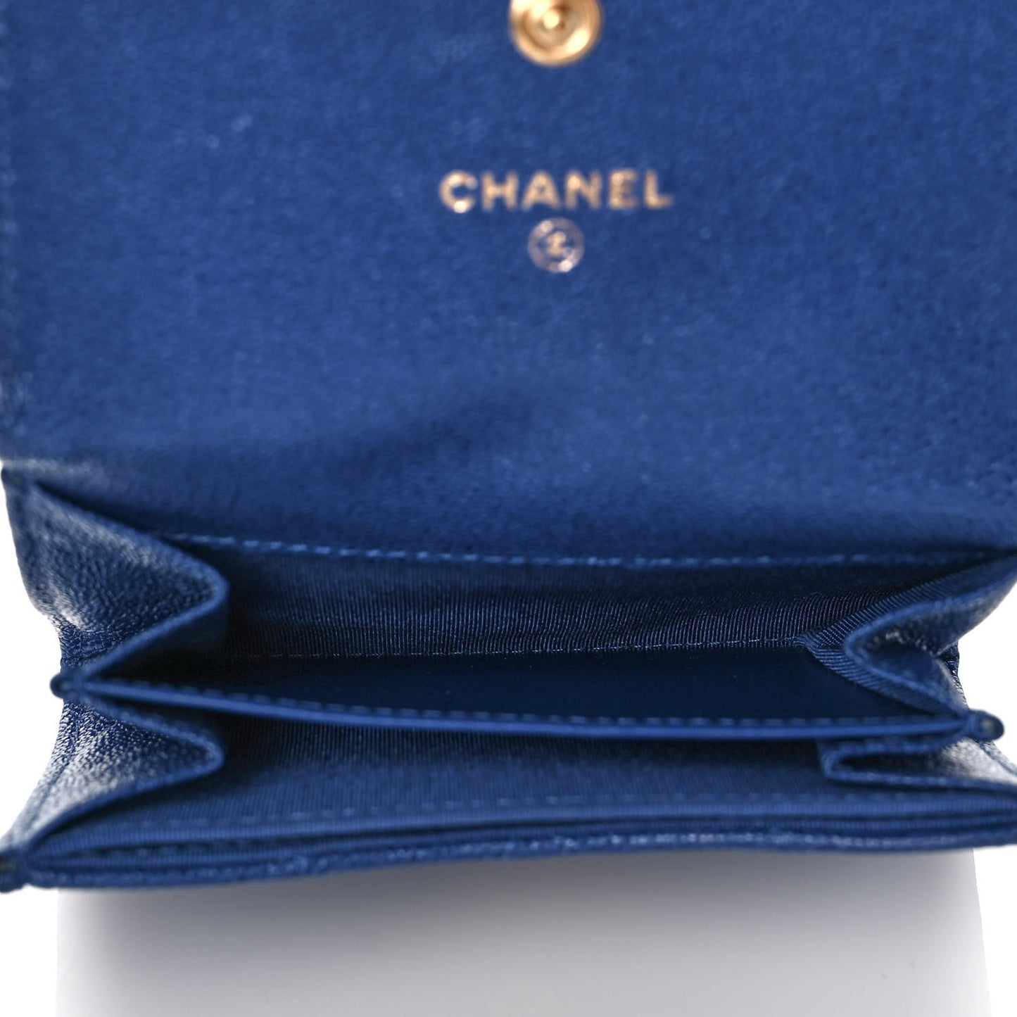 Caviar Quilted Boy Card Holder Wallet Blue