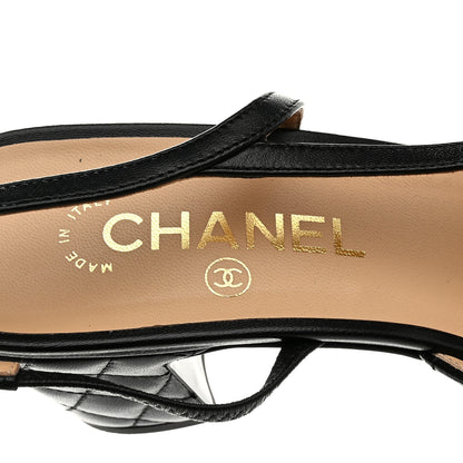 Chanel Lambskin Patent Calfskin Quilted Cap Toe CC Slingback Pumps 41 Black 7 of 10