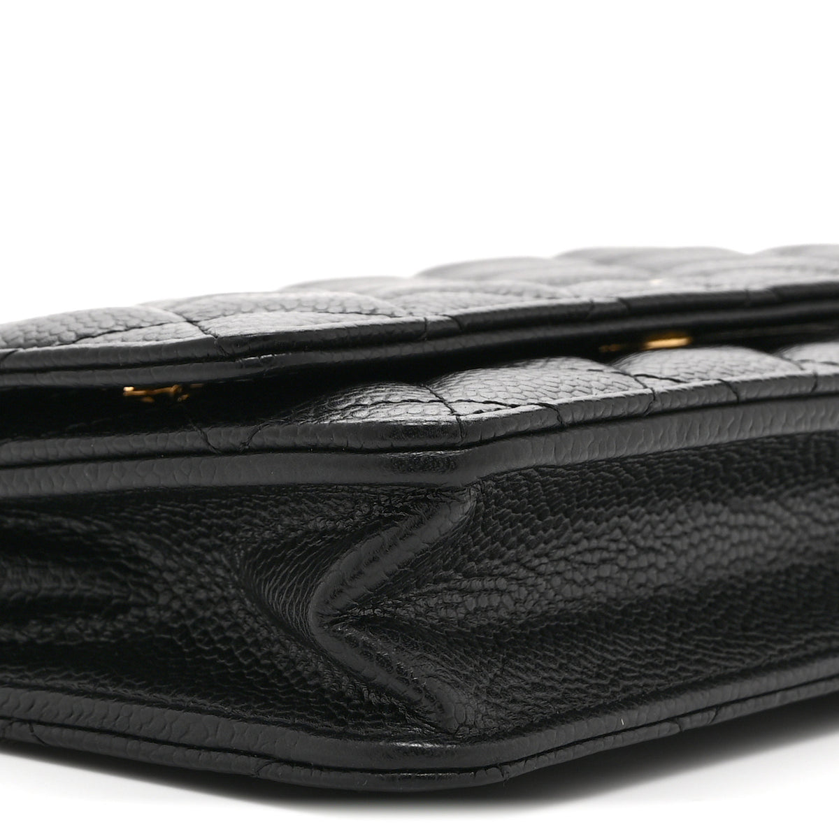 Caviar Quilted Wallet on Chain WOC Black