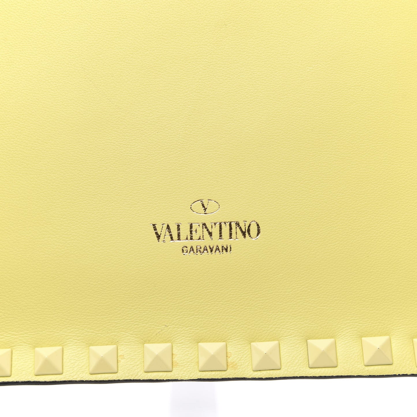 Nappa Monochrome Rockstud Wristlet Clutch Soft Yellow