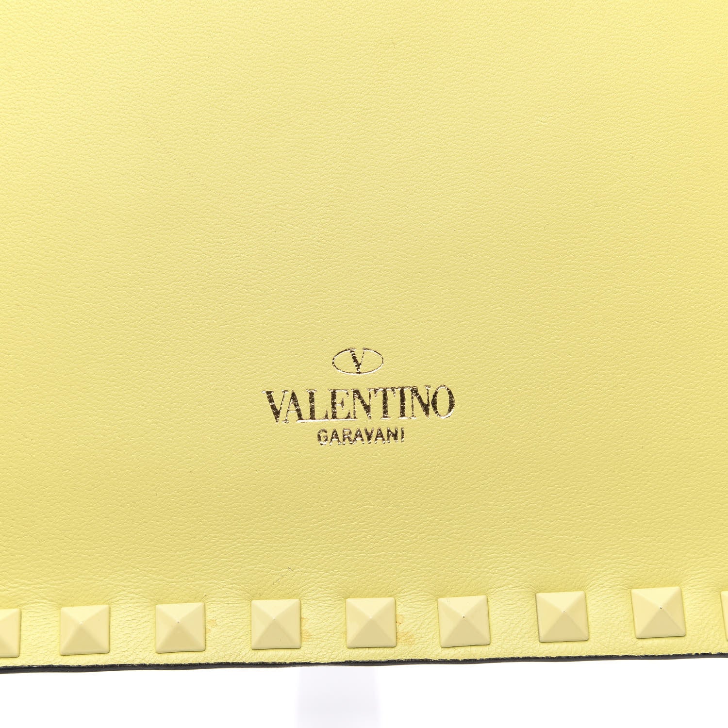 Valentino Garavani Nappa Monochrome Rockstud Wristlet Clutch Soft Yellow 14 of 14