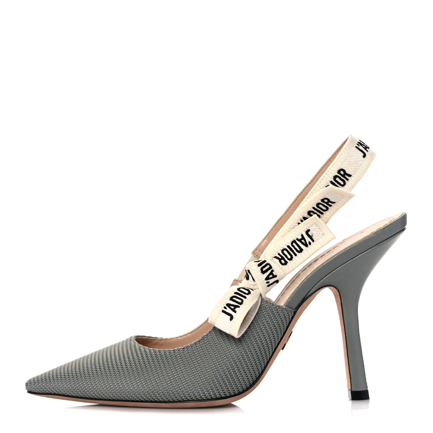 Technical Canvas Ribbon J'Adior Slingback 100mm Pumps 39 Grey Stone