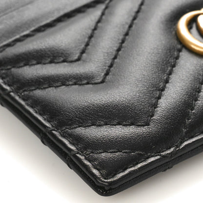 Gucci Calfskin Matelasse Chevron GG Marmont Key Case Card Holder Black 8 of 10