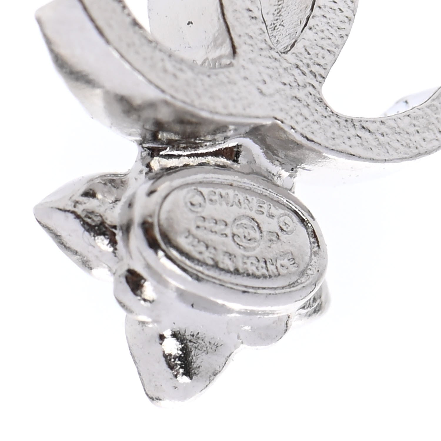 Chanel Crystal Pearl Flower CC Earrings Silver 3 of 5