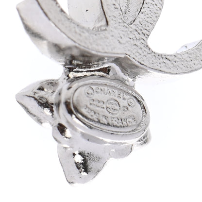 Chanel Crystal Pearl Flower CC Earrings Silver 3 of 5