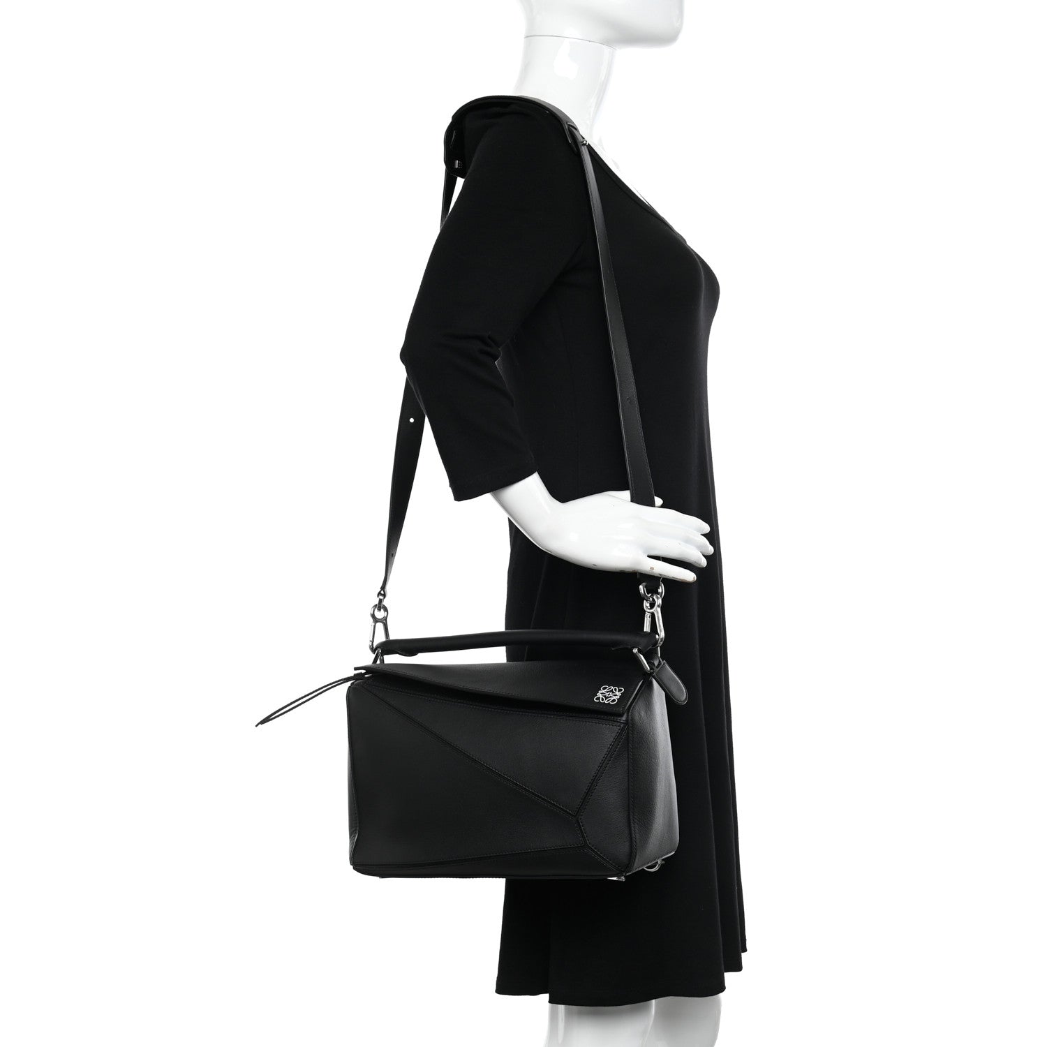 Loewe Calfskin Medium Puzzle Bag Black 2 of 9