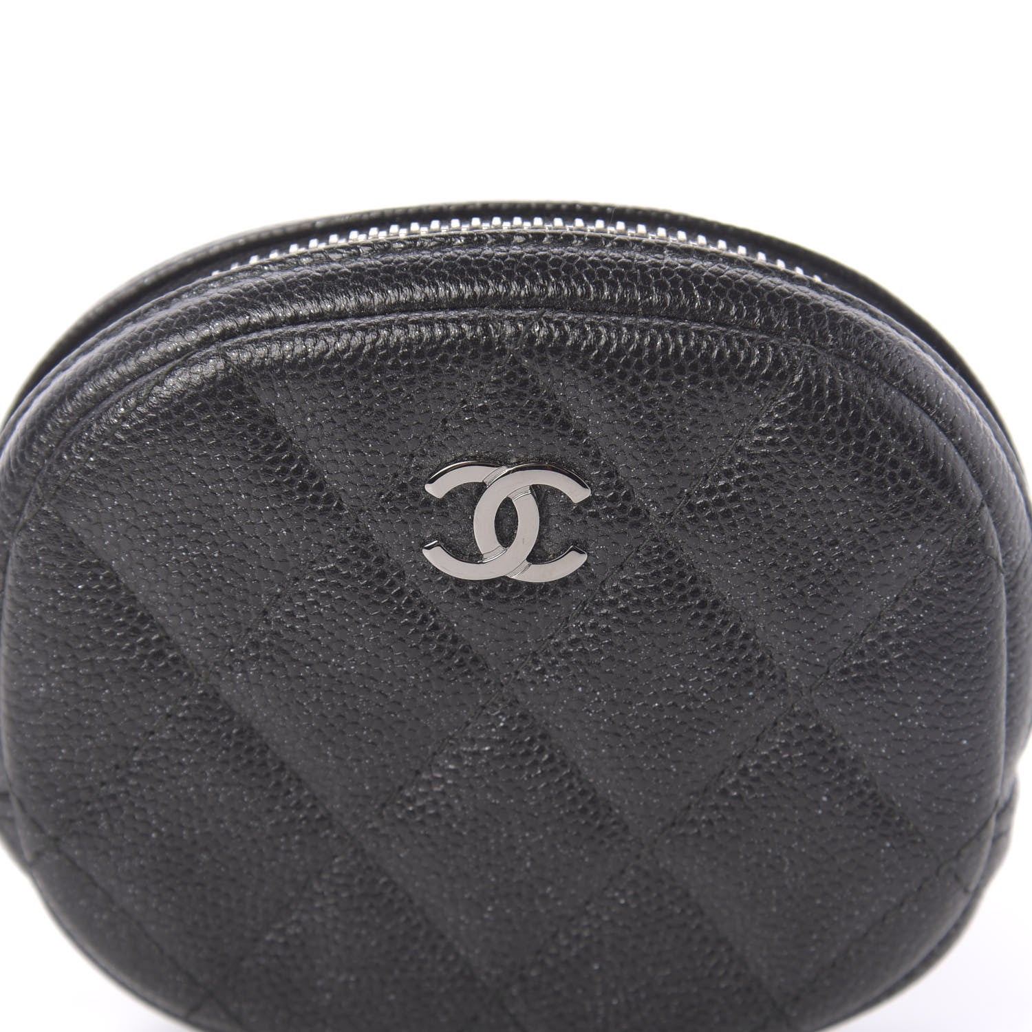 Chanel Iridescent Caviar Quilted Zip Around Classic Coin Purse Black 10 of 11