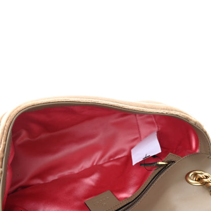 Gucci Velvet Matelasse Small GG Marmont Shoulder Bag Taupe 5 of 10