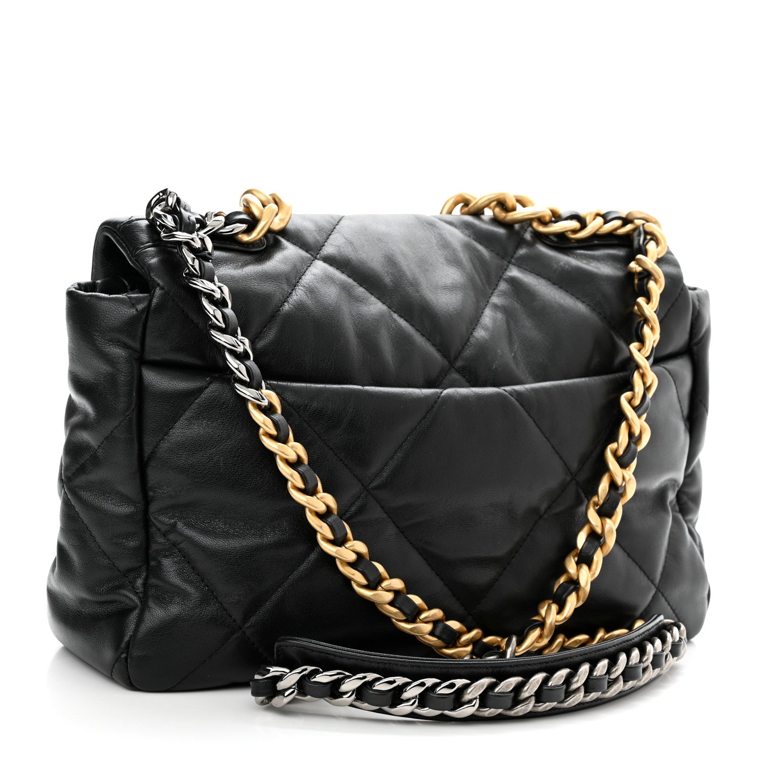 Chanel Goatskin Quilted Large Chanel 19 Flap Black 3 of 12