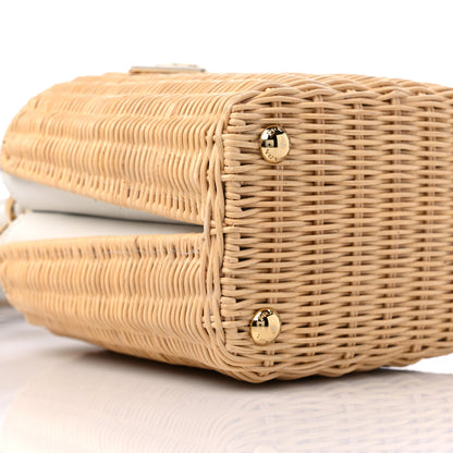 Prada Wicker Canvas Panier Bucket Bag Naturale White 8 of 9