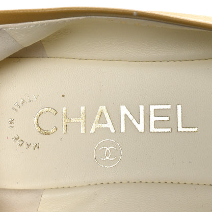 Chanel Suede Cap Toe CC Ballerina Flats 37 Beige Black 7 of 7