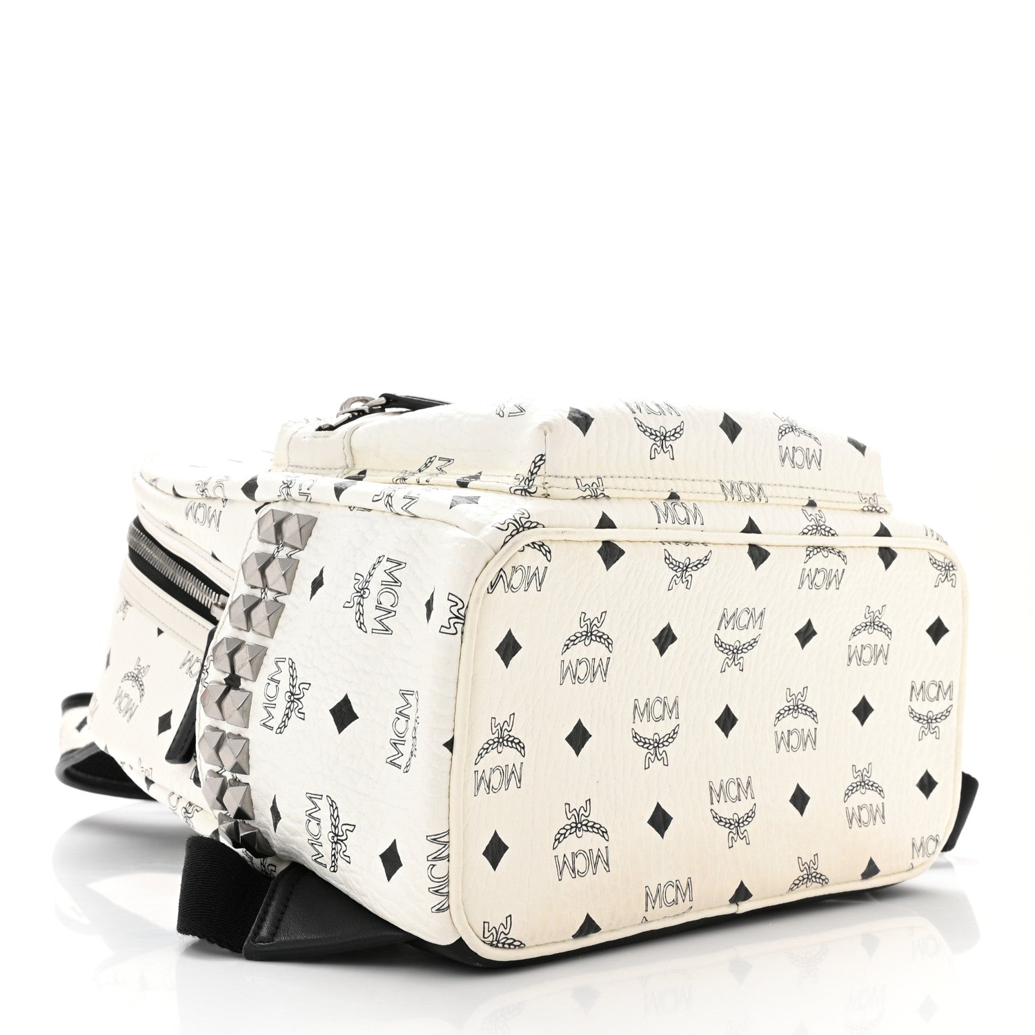 MCM Visetos Small Side Stud Stark Backpack White 4 of 10