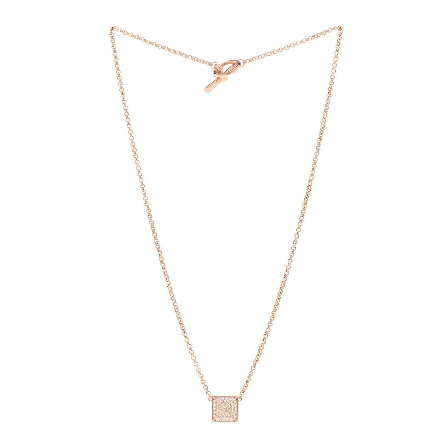 Hermes 18K Rose Gold Diamond GM Clou d'H Pendant Necklace 3 of 5