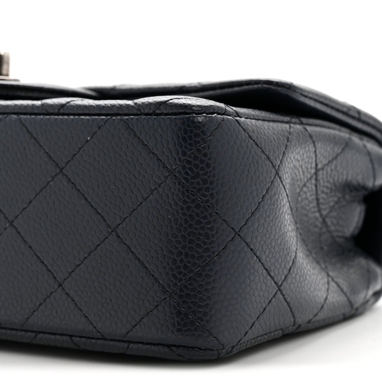 Caviar Quilted Mini Rectangular Flap Navy