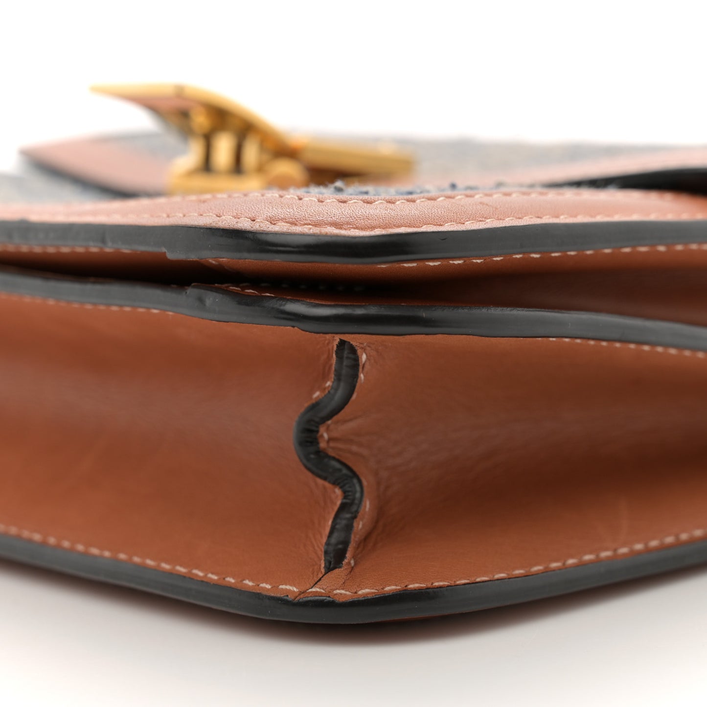 Textile Natural Calfskin Teen Classic Box Flap Bag Navy Tan