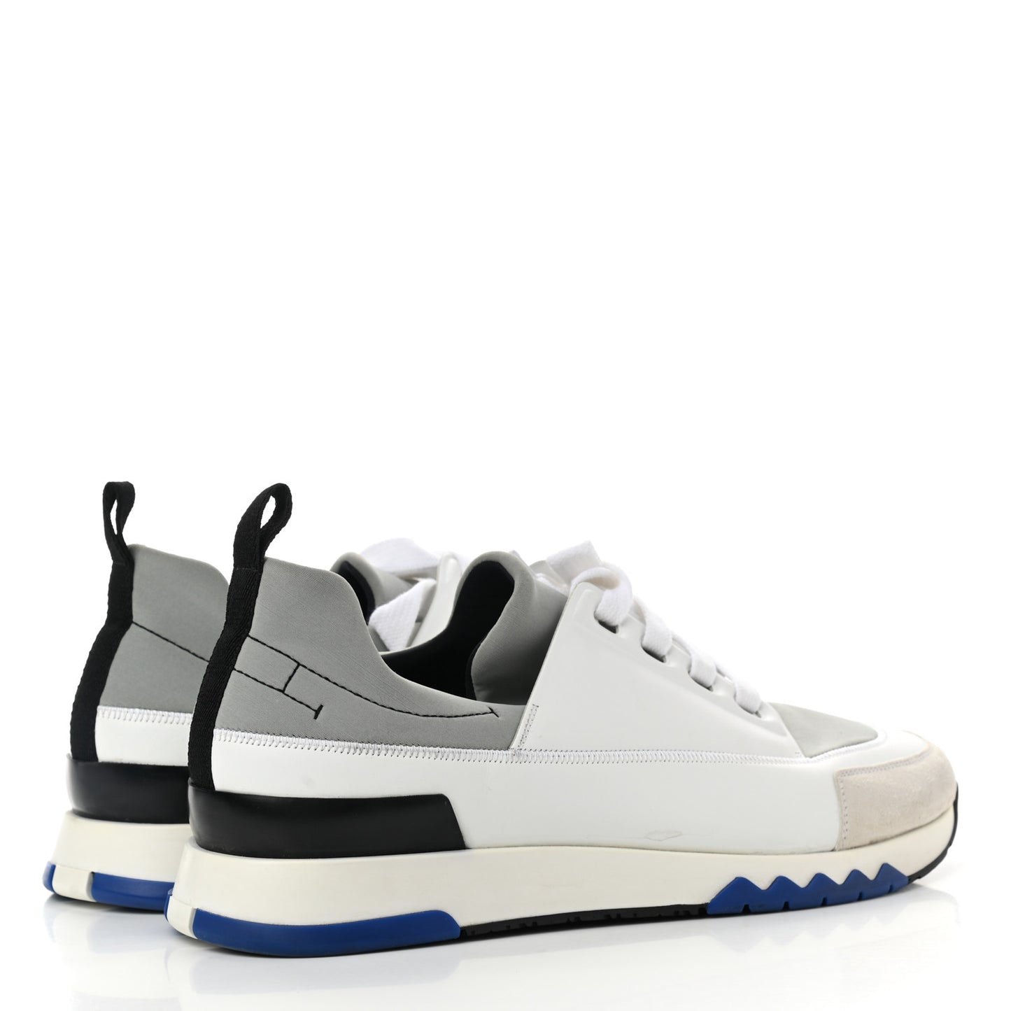 Technical Canvas Suede Goatskin Stadium Sneakers 42.5 White Grey