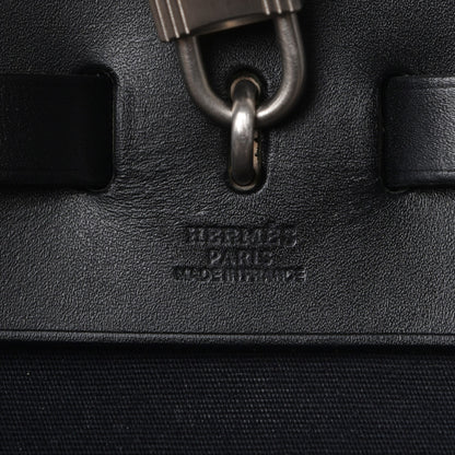 Hermes Toile Vache Calfskin Herbag 40 GM Black 7 of 15