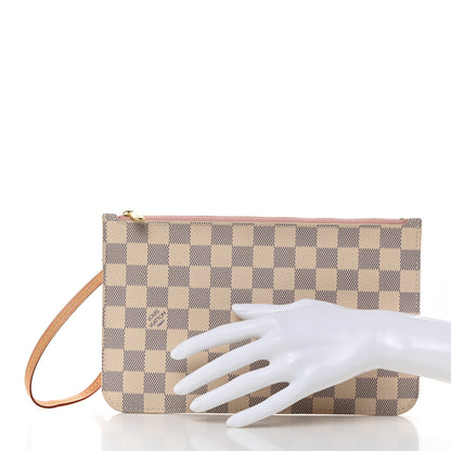 Louis Vuitton Damier Azur Neverfull MM GM Pochette Rose Ballerine 2 of 7