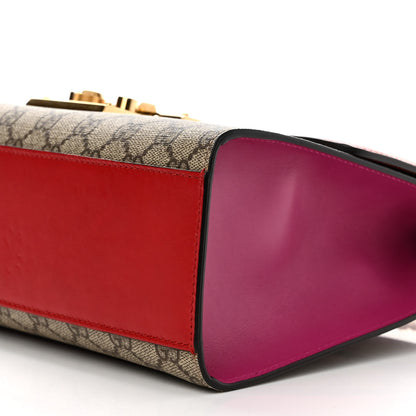 Gucci GG Supreme Monogram Calfskin Medium Padlock Shoulder Bag Beige Hibiscus Red New Rosette 10 of 10