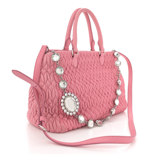 Nappa Matelasse Swarovski Crystal Tote Rosa