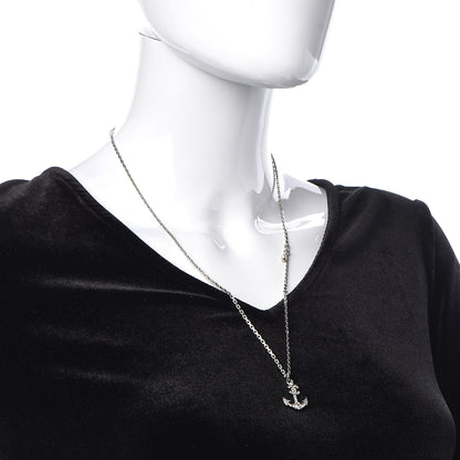 Chanel Crystal Anchor CC Pendant Necklace Silver 2 of 6