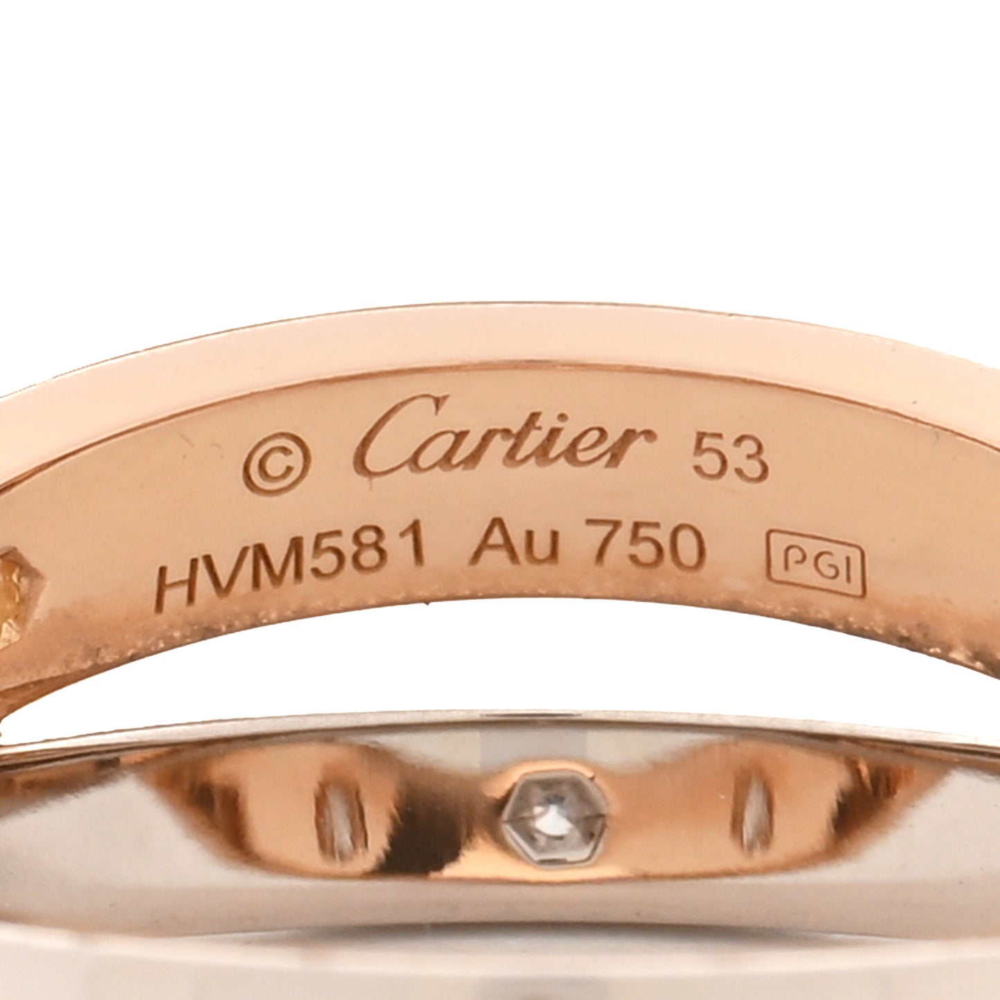 18K Pink White Gold 6 Diamond LOVE Ring 53 6.25
